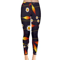 Flower Buds Floral Background Inside Out Leggings by Bajindul