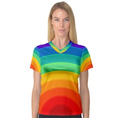 Rainbow Background Colorful V-neck Sport Mesh T-shirt