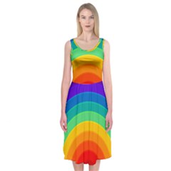 Rainbow Background Colorful Midi Sleeveless Dress by Bajindul