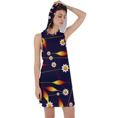 Flower Buds Floral Background Racer Back Hoodie Dress by Bajindul