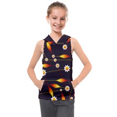 Flower Buds Floral Background Kids  Sleeveless Hoodie by Bajindul