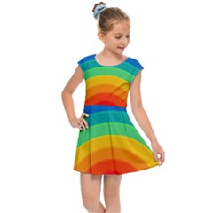 Rainbow Background Colorful Kids  Cap Sleeve Dress by Bajindul