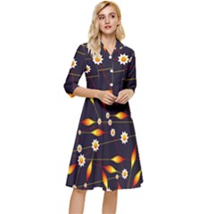 Flower Buds Floral Background Classy Knee Length Dress by Bajindul