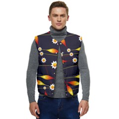 Flower Buds Floral Background Men s Button Up Puffer Vest	