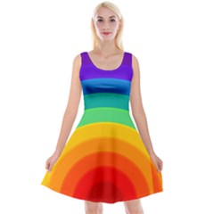 Rainbow Background Colorful Reversible Velvet Sleeveless Dress