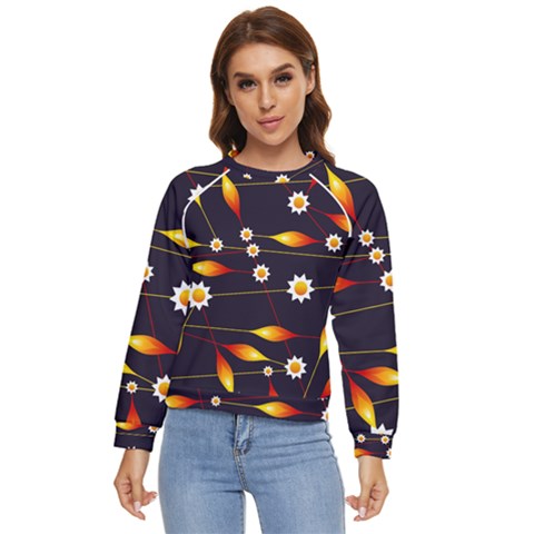 Flower Buds Floral Background Women s Long Sleeve Raglan T-shirt by Bajindul