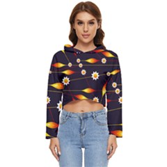 Flower Buds Floral Background Women s Lightweight Cropped Hoodie by Bajindul