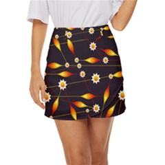 Flower Buds Floral Background Mini Front Wrap Skirt by Bajindul