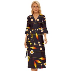 Flower Buds Floral Background Midsummer Wrap Dress by Bajindul