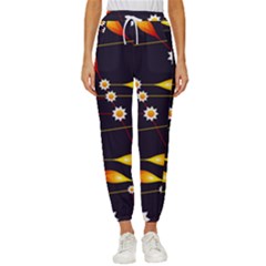 Flower Buds Floral Background Women s Cropped Drawstring Pants by Bajindul