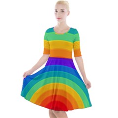 Rainbow Background Colorful Quarter Sleeve A-line Dress by Bajindul