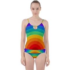 Rainbow Background Colorful Cut Out Top Tankini Set by Bajindul