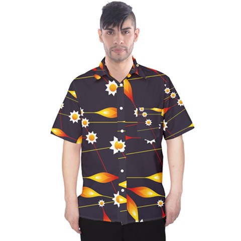 Flower Buds Floral Background Men s Hawaii Shirt by Bajindul