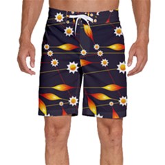 Flower Buds Floral Background Men s Beach Shorts