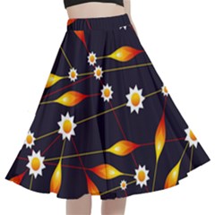 Flower Buds Floral Background A-line Full Circle Midi Skirt With Pocket by Bajindul