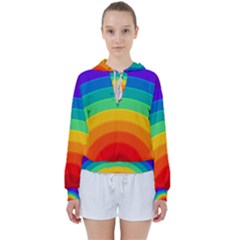 Rainbow Background Colorful Women s Tie Up Sweat