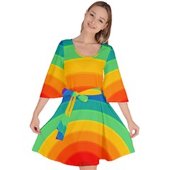 Rainbow Background Colorful Velour Kimono Dress by Bajindul