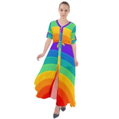 Rainbow Background Colorful Waist Tie Boho Maxi Dress by Bajindul