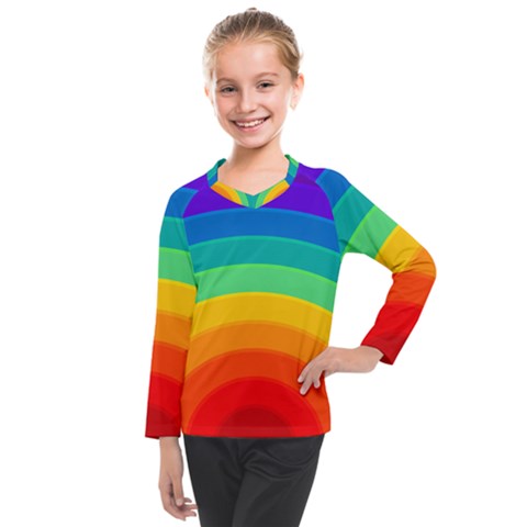 Rainbow Background Colorful Kids  Long Mesh T-shirt by Bajindul