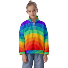 Rainbow Background Colorful Kids  Half Zip Hoodie