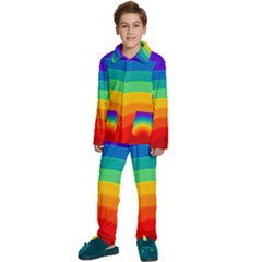 Rainbow Background Colorful Kids  Long Sleeve Velvet Pajamas Set