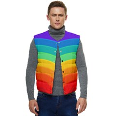 Rainbow Background Colorful Men s Button Up Puffer Vest	