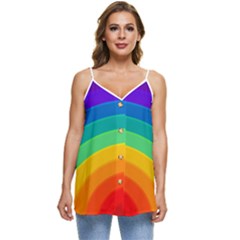 Rainbow Background Colorful Casual Spaghetti Strap Chiffon Top by Bajindul