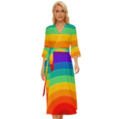 Rainbow Background Colorful Midsummer Wrap Dress by Bajindul