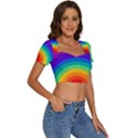 Rainbow Background Colorful Short Sleeve Square Neckline Crop Top  View3