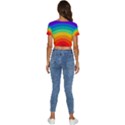 Rainbow Background Colorful Short Sleeve Square Neckline Crop Top  View4