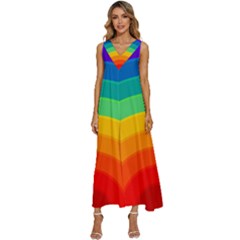 Rainbow Background Colorful V-neck Sleeveless Loose Fit Overalls