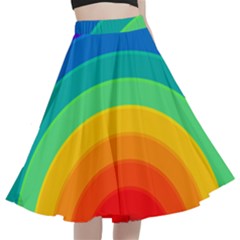 Rainbow Background Colorful A-line Full Circle Midi Skirt With Pocket by Bajindul