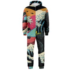 Retro Wave Kaiju Godzilla Japanese Pop Art Style Hooded Jumpsuit (men) by Modalart