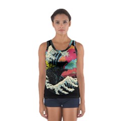 Retro Wave Kaiju Godzilla Japanese Pop Art Style Sport Tank Top  by Modalart