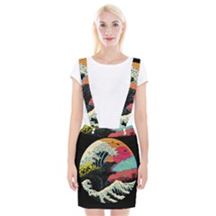 Retro Wave Kaiju Godzilla Japanese Pop Art Style Braces Suspender Skirt by Modalart