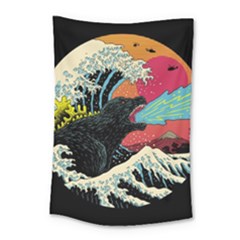 Retro Wave Kaiju Godzilla Japanese Pop Art Style Small Tapestry by Modalart