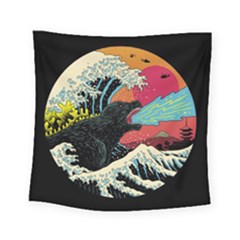 Retro Wave Kaiju Godzilla Japanese Pop Art Style Square Tapestry (small) by Modalart