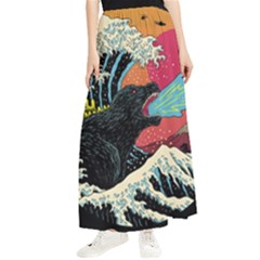 Retro Wave Kaiju Godzilla Japanese Pop Art Style Maxi Chiffon Skirt