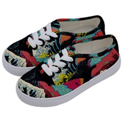 Retro Wave Kaiju Godzilla Japanese Pop Art Style Kids  Classic Low Top Sneakers by Modalart