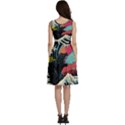 Retro Wave Kaiju Godzilla Japanese Pop Art Style Sleeveless V-Neck Skater Dress with Pockets View4