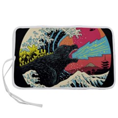 Retro Wave Kaiju Godzilla Japanese Pop Art Style Pen Storage Case (l) by Modalart