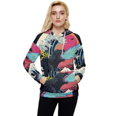 Retro Wave Kaiju Godzilla Japanese Pop Art Style Women s Lightweight Drawstring Hoodie by Modalart