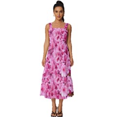 Beautiful Tree Flowers Square Neckline Tiered Midi Dress by 1212