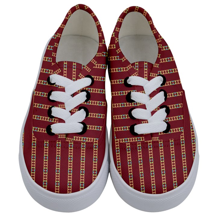 Pattern Background Red Stripes Kids  Classic Low Top Sneakers