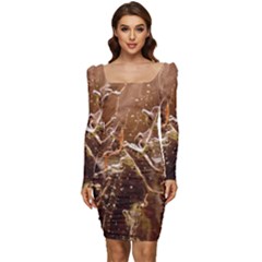 Ice Iced Structure Frozen Frost Women Long Sleeve Ruched Stretch Jersey Dress by Amaryn4rt