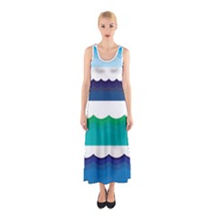 Water Border Water Waves Ocean Sea Sleeveless Maxi Dress by Amaryn4rt