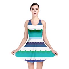 Water Border Water Waves Ocean Sea Reversible Skater Dress by Amaryn4rt