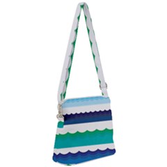 Water Border Water Waves Ocean Sea Zipper Messenger Bag by Amaryn4rt