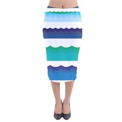 Water Border Water Waves Ocean Sea Velvet Midi Pencil Skirt by Amaryn4rt