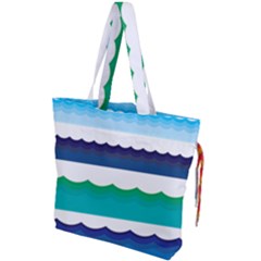 Water Border Water Waves Ocean Sea Drawstring Tote Bag by Amaryn4rt